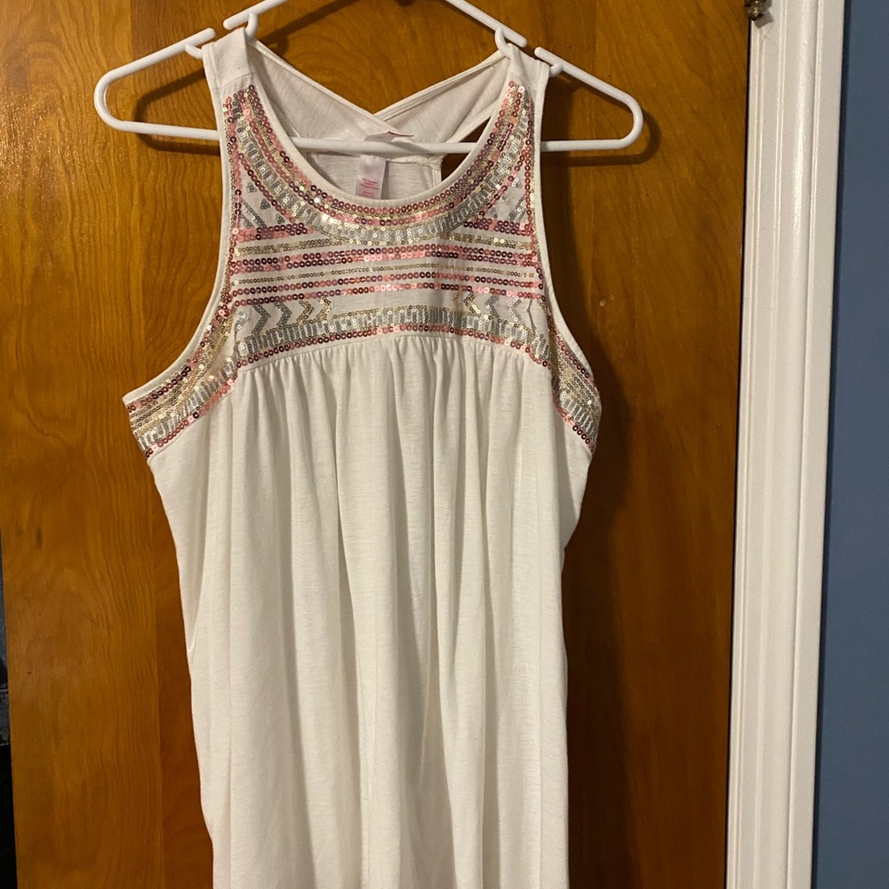 White sequined tank top baby doll style